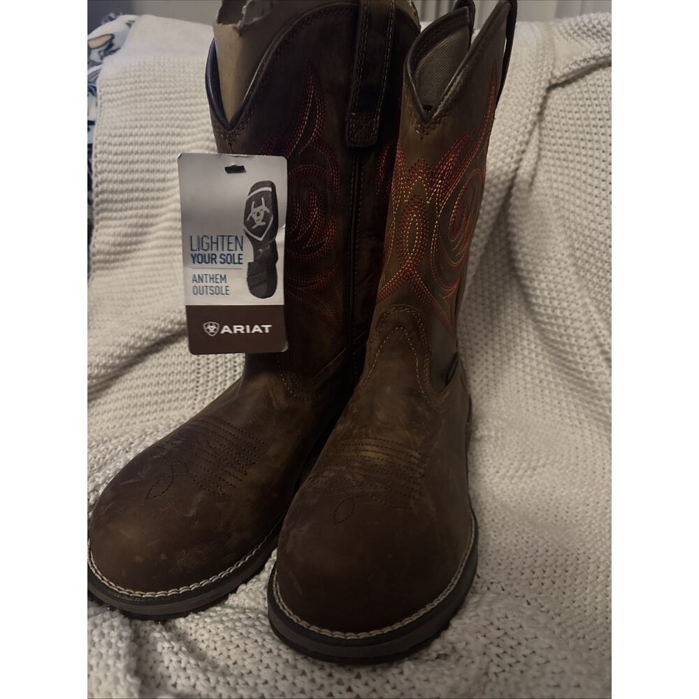 Ariat Work Boots Womens Size 6.5 Distressed Brown Anthem Round Toe Composite NWT